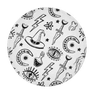 Magic Ink Drawing Seamless Pattern Cutting Board