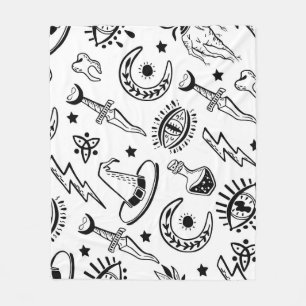 Magic Ink Drawing Seamless Pattern Fleece Blanket