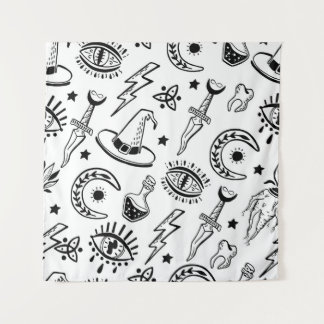 Magic Ink Drawing Seamless Pattern Tapestry