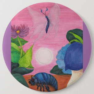 Magic Insect Butterfly Transformation Illustration 6 Inch Round Button
