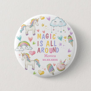 Magic is all around pastel unicorn birthday 2 inch round button