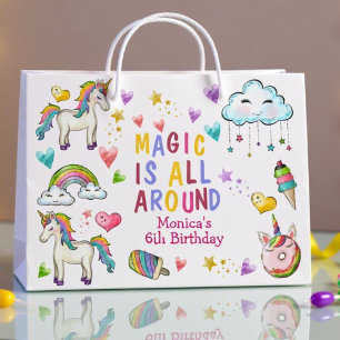 Magic is all around pastel unicorn birthday large gift bag
