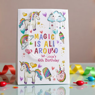 Magic is all around pastel unicorn birthday medium gift bag
