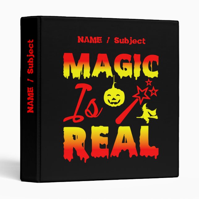 Magic Is Real Halloween Pumpkin Witch Spell Wand Binder (Front/Spine)