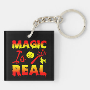 Magic Is Real Halloween Pumpkin Witch Spell Wand Keychain