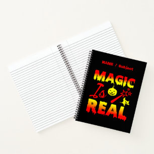 Magic Is Real Halloween Pumpkin Witch Spell Wand Notebook
