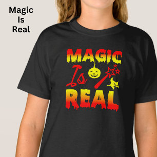 Magic Is Real Halloween Pumpkin Witch Spell Wand T T-Shirt