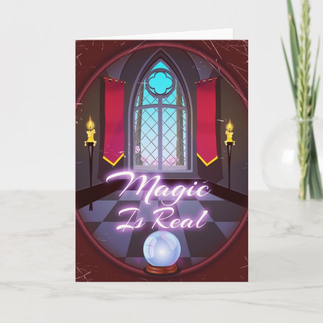 Magic Is Real inspirational quote cartoon Card (Front)