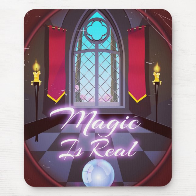 Magic Is Real inspirational quote cartoon Mouse Pad (Front)