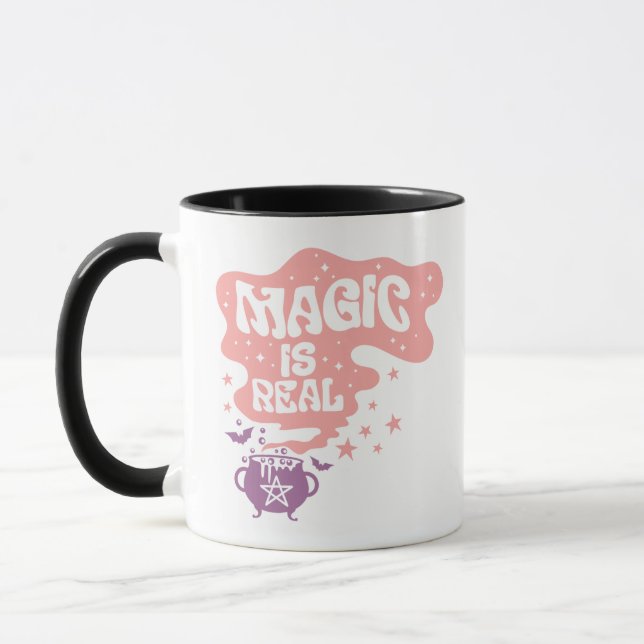 Magic is Real Witches Cauldron Bats Halloween Mug (Left)