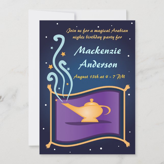 Magic Lamp & Flying Carpet Birthday Invitation (Front)
