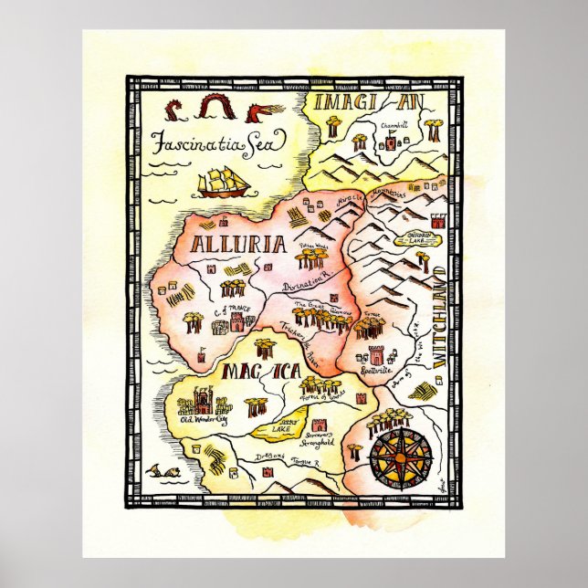 Magic Lands Fantasy Map Poster (Front)
