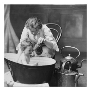 Magic Lantern Circa 1890 Victorian Photo Bath Time