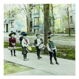 Magic Lantern Slide Patriotic Childrens Band Photo Print