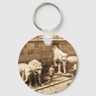 Magic Lantern Slide Ringling Bros Elephant Train Keychain