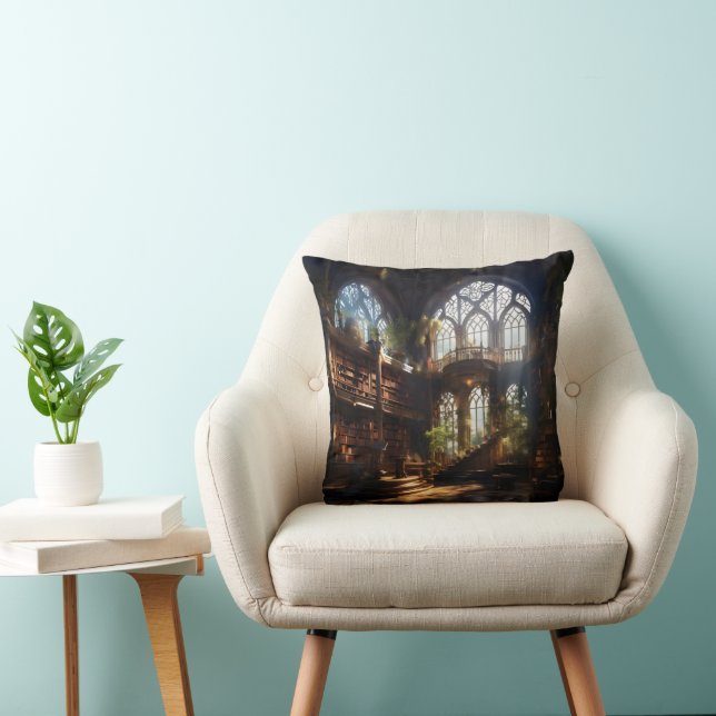 Magic Library Throw Pillow (Chair)