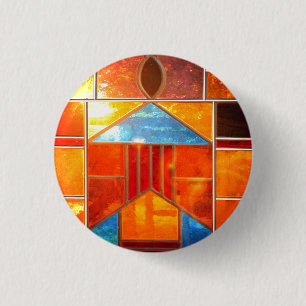 Magic light pouring from the windows of the Church 1 Inch Round Button