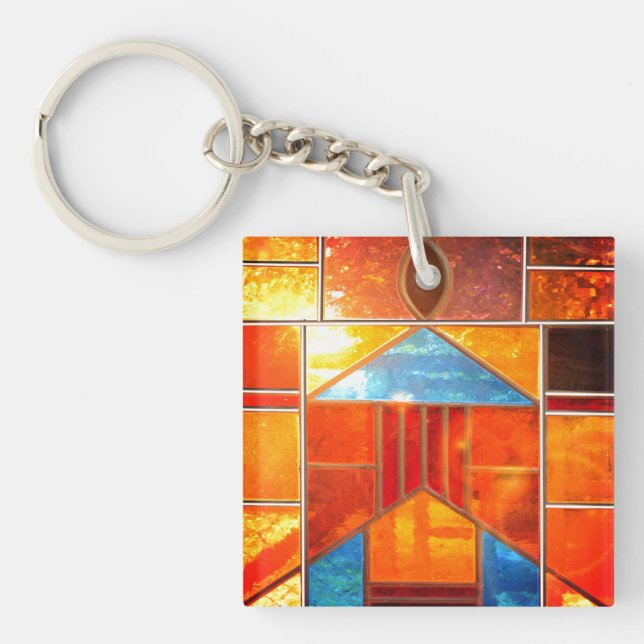 Magic light pouring from the windows of the Church Keychain (Front)