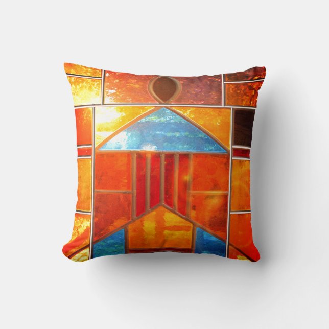 Magic light pouring from the windows of the Church Throw Pillow (Front)