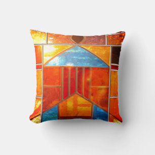 Magic light pouring from the windows of the Church Throw Pillow