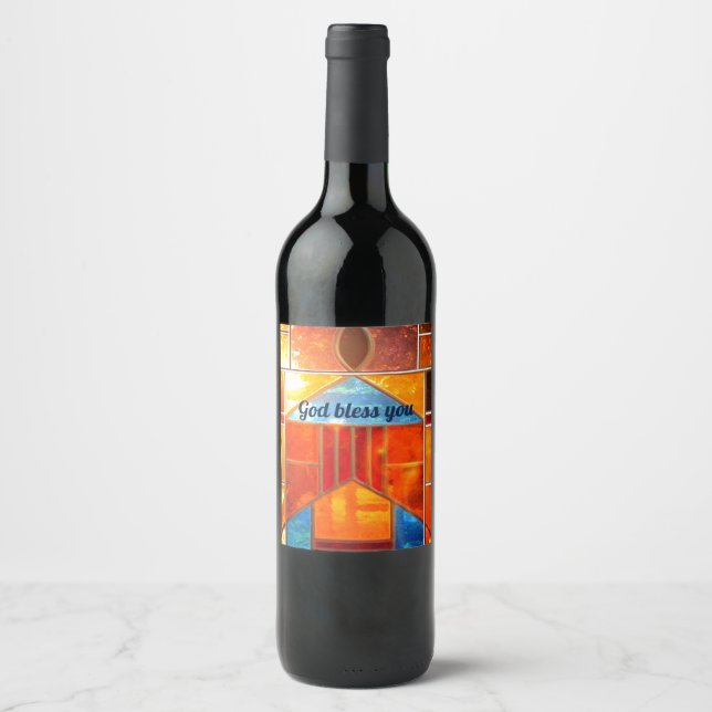 Magic light pouring from the windows of the Church Wine Label (Front)