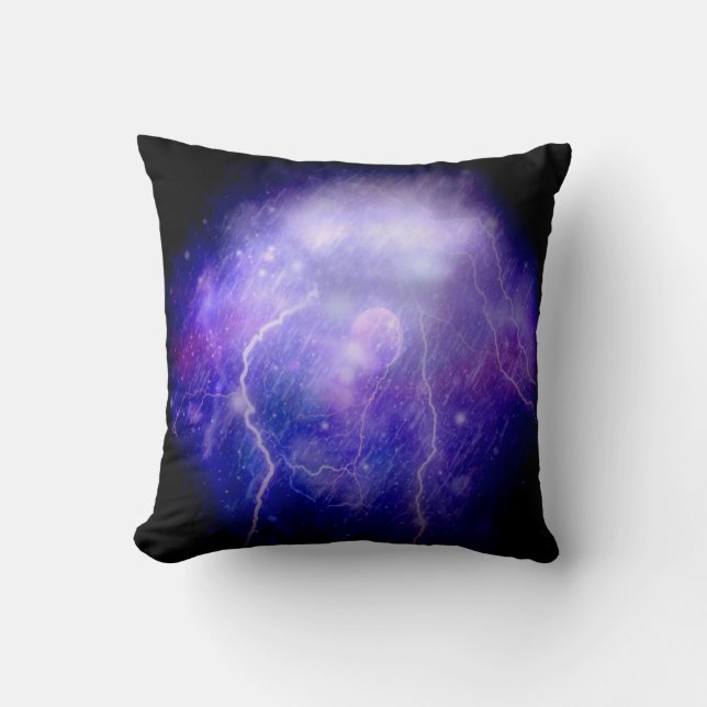 Magic Lightning Galaxy Throw Pillow (Front)