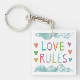 Magic Love Rules with Hearts Keychain