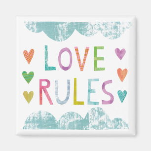 Magic Love Rules with Hearts Magnet