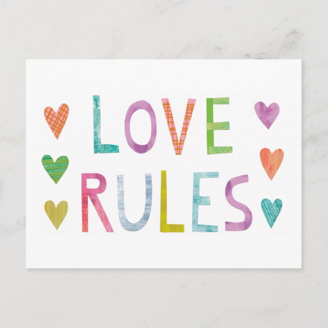 Magic Love Rules with Hearts Postcard (Front)