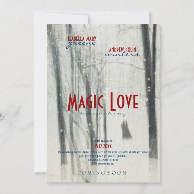Magic Love - Wedding Movie Poster Style Invitation (Front)
