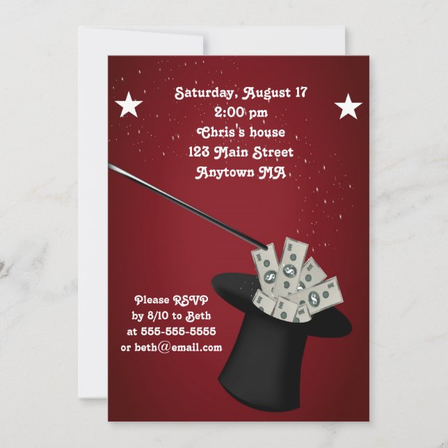 Magic Magician Birthday Party Invitation (Front)
