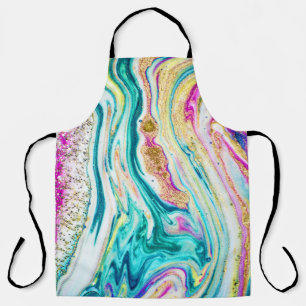 Magic Marbling: Metallic Paint Design. Apron