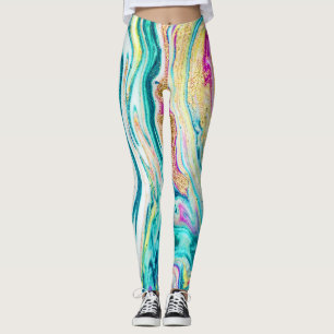 Magic Marbling: Metallic Paint Design. Leggings