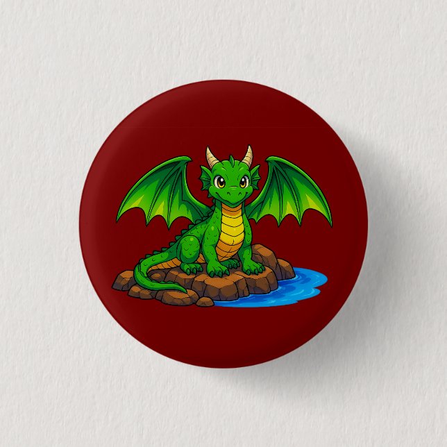 Magic medieval dragon 1 inch round button (Front)