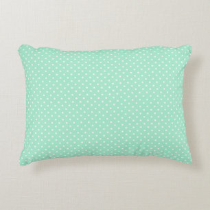 Magic Mint and White Polka Dot Pattern Decorative Pillow
