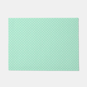 Magic Mint and White Polka Dot Pattern Doormat