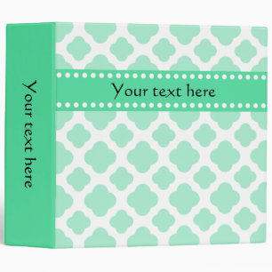 Magic Mint and White Quatrefoil Pattern Binder