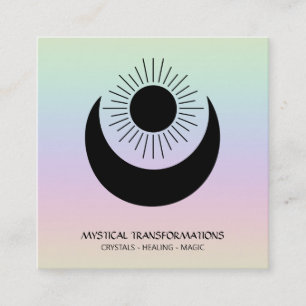 *~* Magic Moon Sun Alchemy Cosmic Universe Rainbow Square Business Card