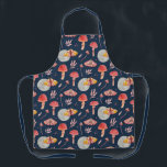 Magic moth and mushroom pattern. Woodland night  Apron<br><div class="desc">Magic night moth and mushroom pattern apron.</div>