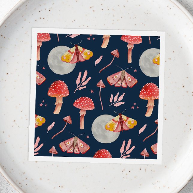 Magic moth and mushroom pattern. Woodland night Napkin (Creator Uploaded)