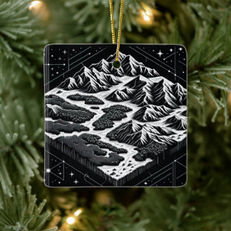 Magic Mountain Map Ceramic Ornament