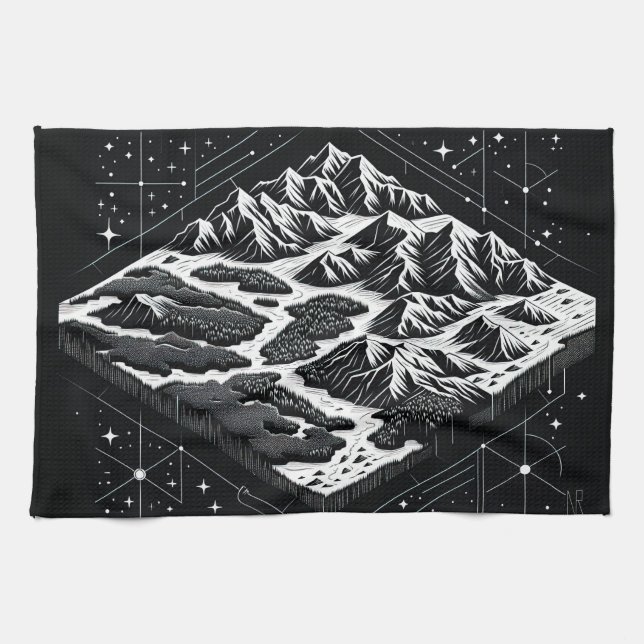 Magic Mountain Map Kitchen Towel (Horizontal)