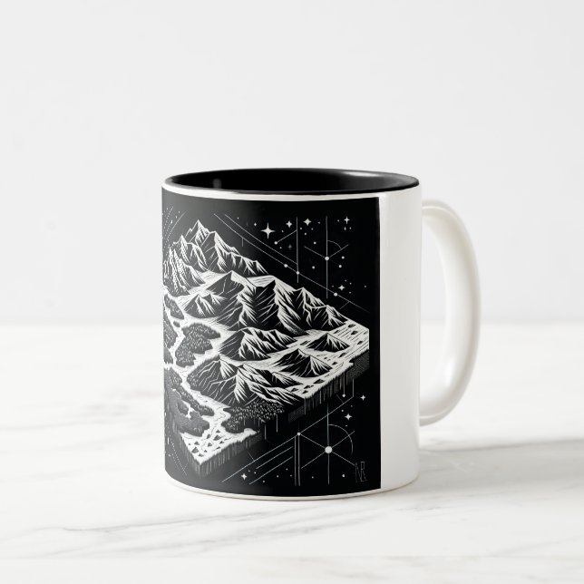 Magic Mountain Map Two-Tone Coffee Mug (Front Right)