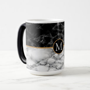 Magic Mug à café en marbre blanc noir faux personnalisé