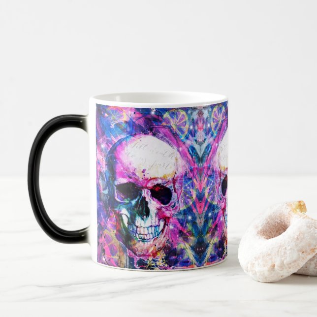 Magic Mug crâne psychédélique - 11 oz (Avec donut)