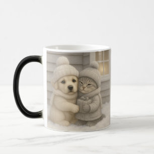 Magic Mug Hiver Cozy avec Illustration de Chiot et Chato