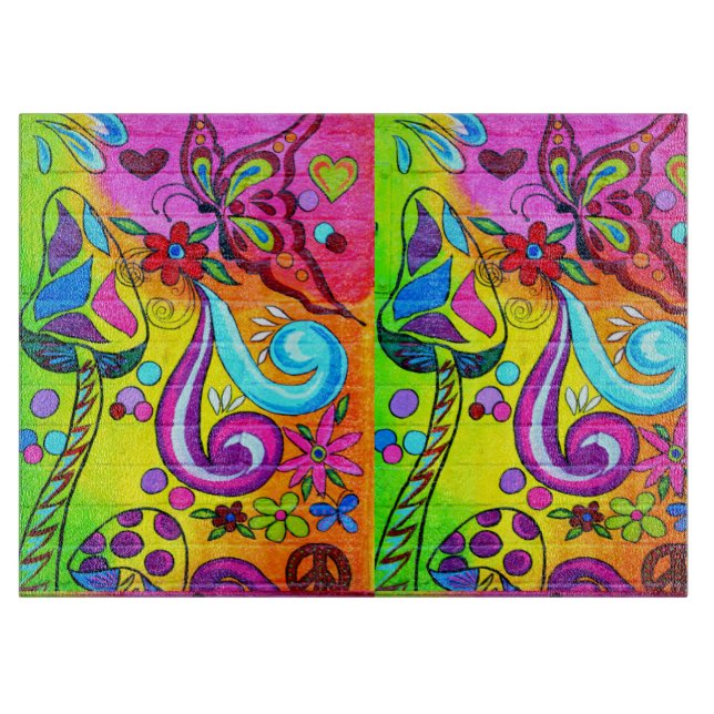 magic mushroom and butterflies cutting board (Front)