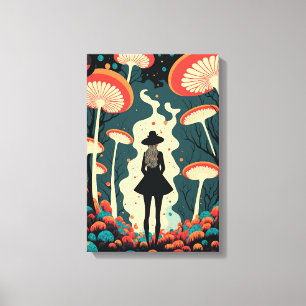 Magic Mushroom Forest Canvas Print   Trippy Art