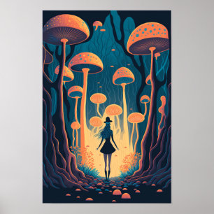 Magic Mushroom Forest Poster   Trippy Art 3
