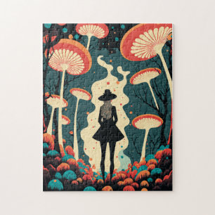 Magic Mushroom Forest Puzzle Trippy Art